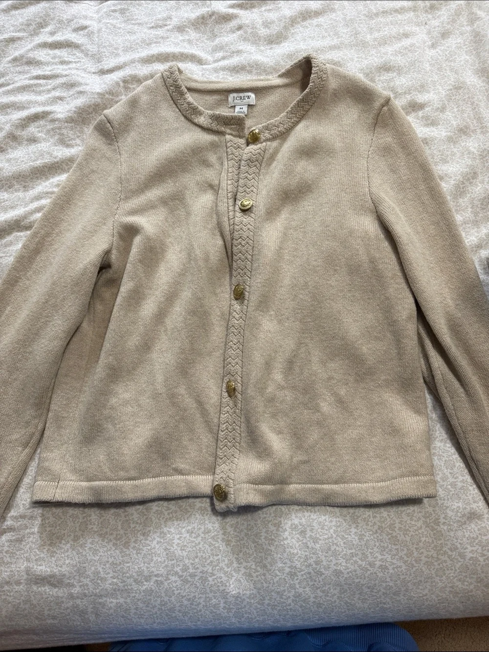 J. Crew Women’s Cream Button-Up Knit Cardigan with Gold Buttons